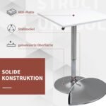 Kvadratinis reguliuojamo aukščio baro stalas su 360° pasukamu stalviršiu
