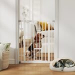 Apsauginiai varteliai gyvūnams su kačių durelėmis reguliuojamo pločio 74-80 cm