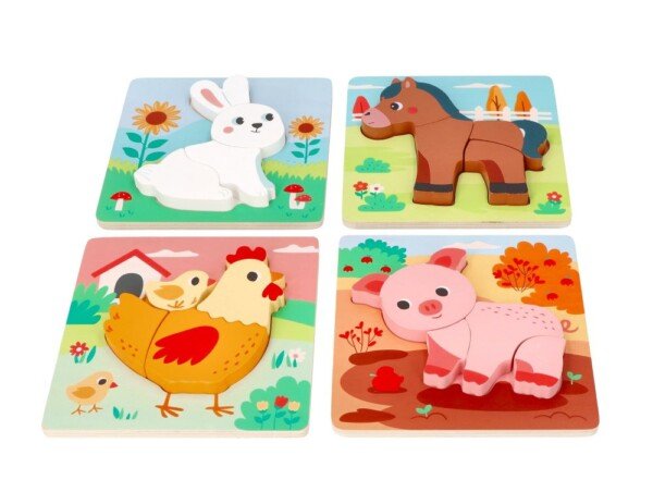 Rinkinys 4 medinių dėlionių Ferma