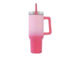Rožinis termosinis puodelis su šiaudeliu, 1200 ml
