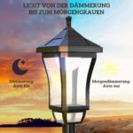 Saulės energijos sodo LED šviestuvas su šviesos jutikliu 127 cm aukščio šaltai balta šviesa