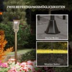 Saulės energijos sodo LED šviestuvas su šviesos jutikliu 127 cm aukščio šaltai balta šviesa