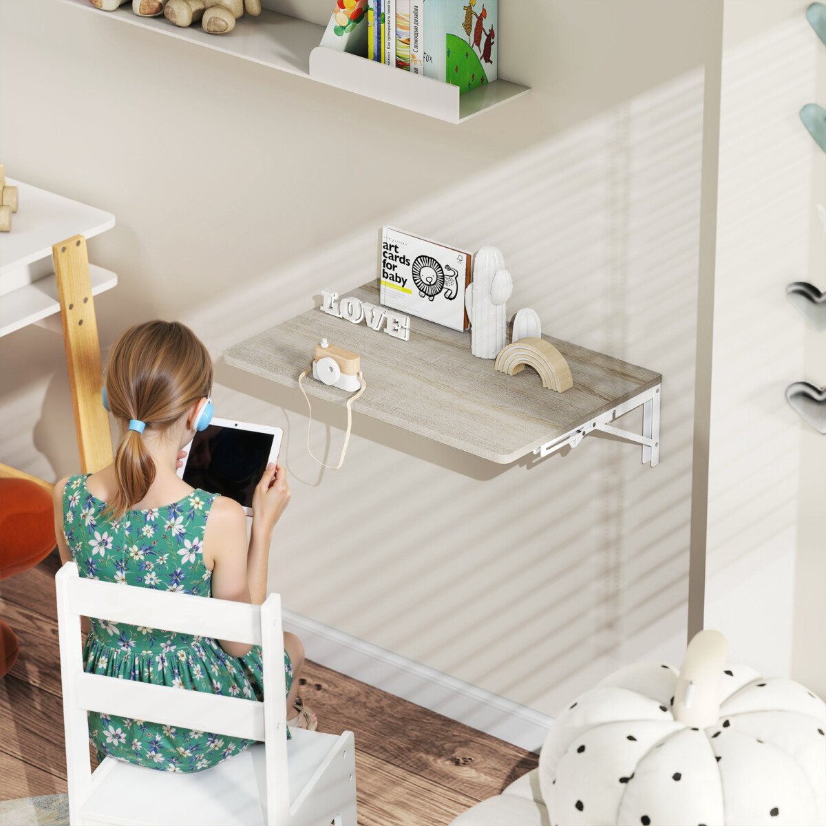 Sieninis atlenkiamas vietą taupantis stalas 60x40 cm