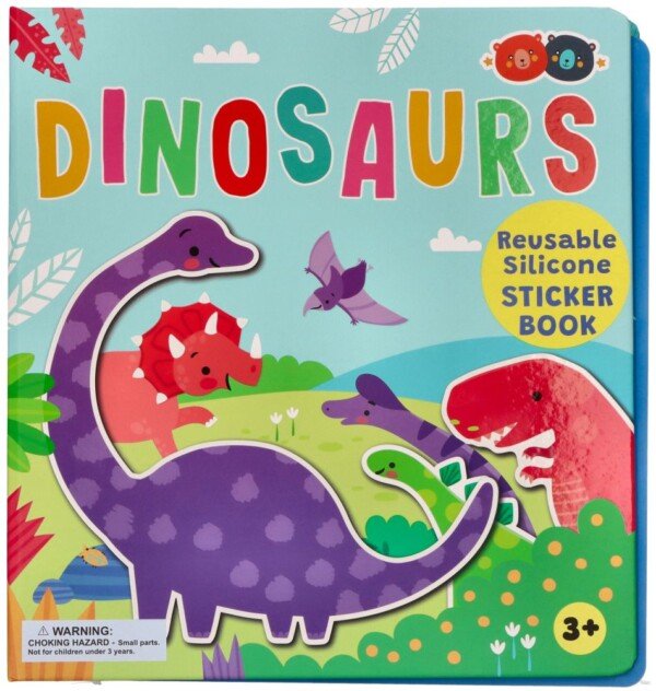 Silikoniniai dinozaurų lipdukai su knygele