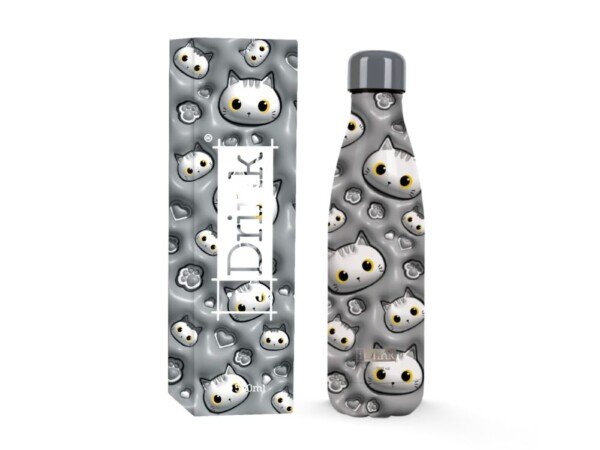 Šilumą išlaikantis termosas su baltu kačiuku