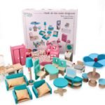 Skandinaviškas lėlių baldų rinkinys