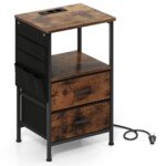 Stalelis su integruota įkrovimo stotele ir laikymo kišenėmis (Rustikal rudas)