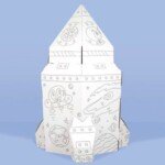 Spalvinama didelė kartoninė kosminė raketa