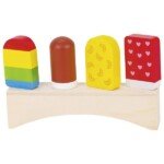 Spalvotų medinių ledinukų rinkinys su stovu