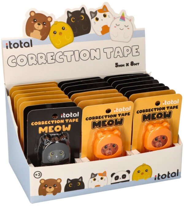 Stendas: 24 juosteliniai korektoriai su kačiuko motyvu