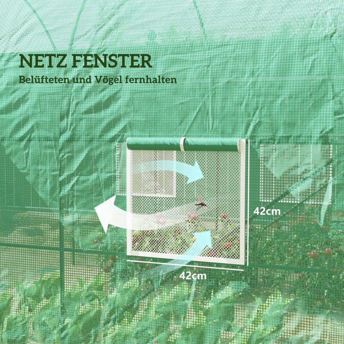 Plėvelinis šiltnamis 245x200x198 cm su cinkuoto plieno rėmu, durimis ir 4 vėdinimo langais