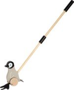 Stumiamas pingvinas su lazdele