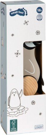 Stumiamas pingvinas su lazdele