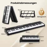 Sulankstomas 61 klavišo skaitmeninis pianinas su mokymo režimais (Juoda)