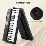 Sulankstomas 61 klavišo skaitmeninis pianinas su mokymo režimais (Juoda)