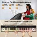Nešiojamas 88 klavišų elektroninis pianinas su atlenkiama funkcija ir 3 mokymo režimais (Juoda)