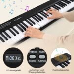 Nešiojamas 88 klavišų elektroninis pianinas su atlenkiama funkcija ir 3 mokymo režimais (Juoda)