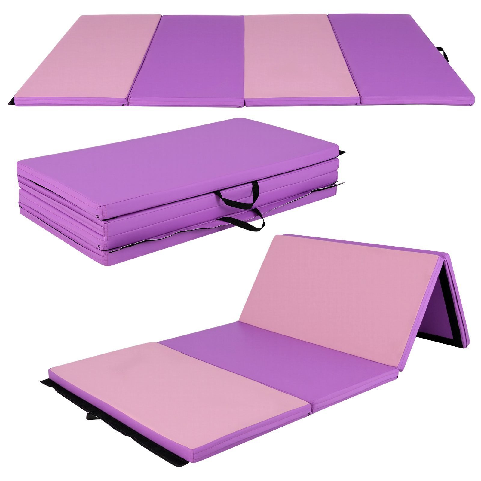 Sulankstomas-gimnastikos-ir-fitneso-kilimelis-su-rankenomis-Violetine-ir-rozine-1 Sulankstomas gimnastikos čiužinys 240 x 116 x 5 cm (Violetinė ir Rožinė)