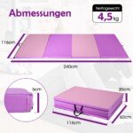 Sulankstomas gimnastikos čiužinys 240 x 116 x 5 cm (Violetinė ir Rožinė)