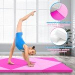 Profesionalus sulankstomas sporto ir gimnastikos kilimėlis (Ryškiai rožinė)