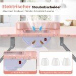 Sulankstomas manikiūro stalas su dulkių siurbliu ir LED lempos funkcija (Rožinė)