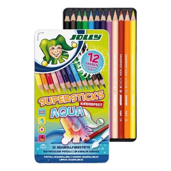 Supersticks Aqua pieštukai, 12 spalvų metalinėje pakuotėje