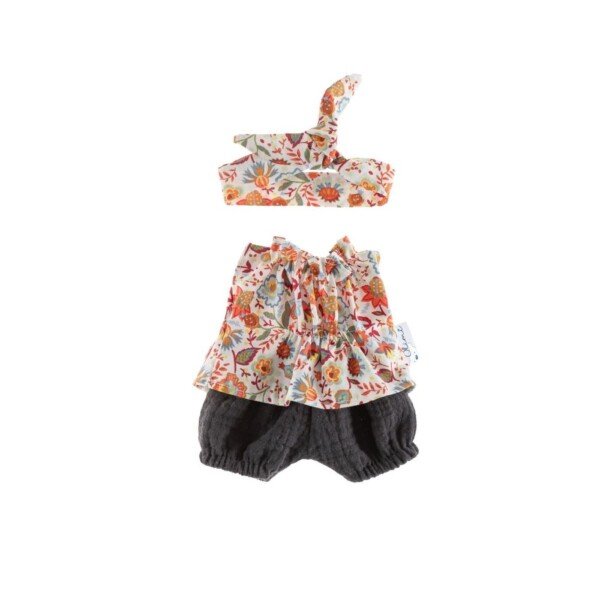 Tunika su kelnėmis ir galvos juosta 21 cm lėlei „Spalvota pieva“