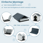 Plastikinė šunų būda su užrakinimu ir ventiliacija (Pilka)