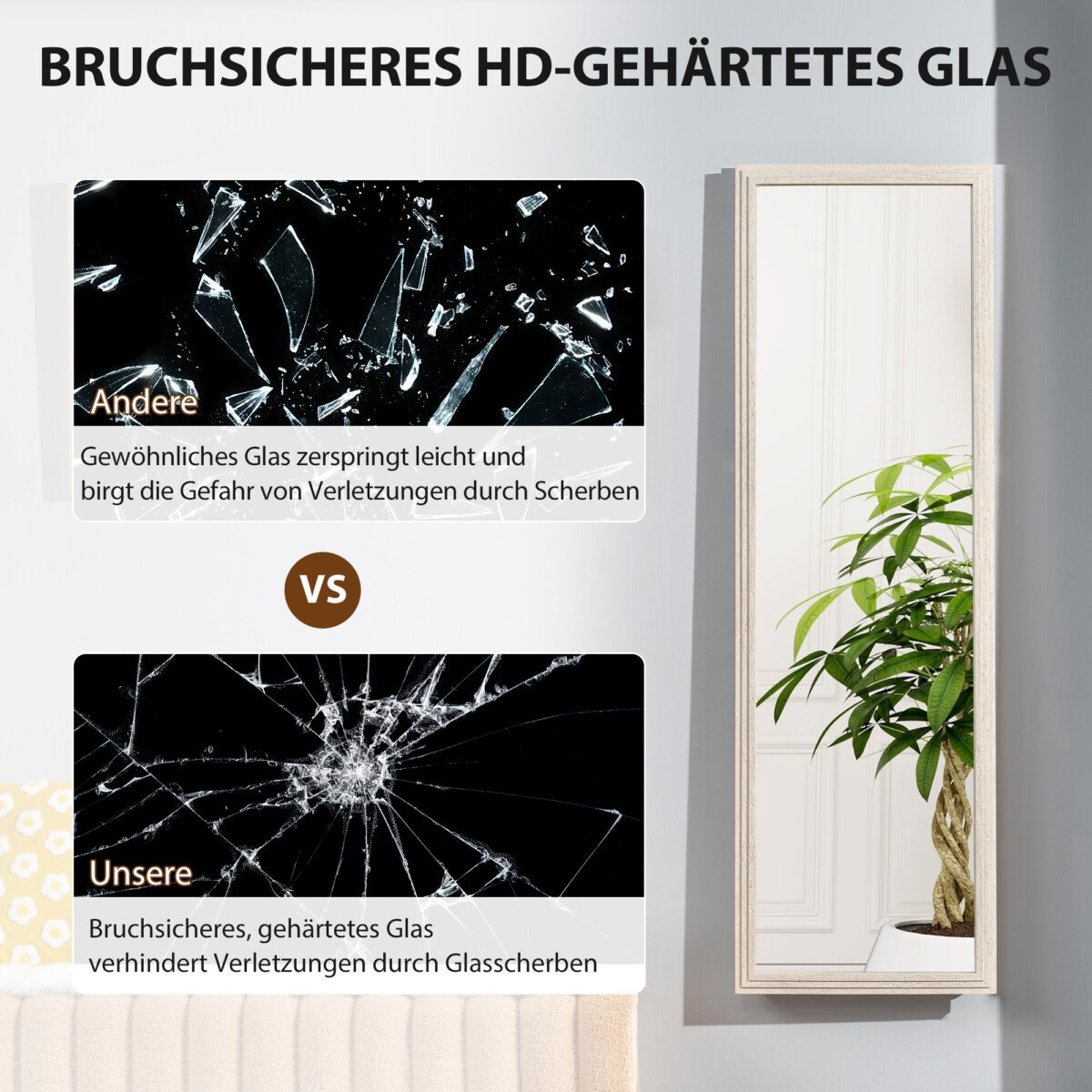 Universalus viso kūno veidrodis 160 x 50 cm