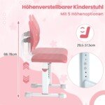 Reguliuojamo aukščio vaikiška kėdė su dviguba nugaros atrama (Rožinė)