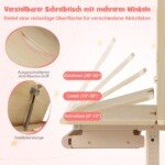 Reguliuojamo aukščio rašomasis stalas su stalčiumi ir lentyna tinkamai laikysenai (Natūrali)