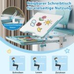 Reguliuojamo aukščio rašomasis stalas su pakreipiamu stalviršiu vaikams (Mėlyna)