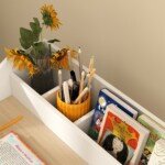 Medinis vaikų rašomojo stalo komplektas su lentynomis ir stalčiais 3-8 m. vaikams