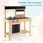 Vaikiška lauko virtuvėlė su dvigubomis kriauklėmis (Natūrali)