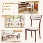 Valgomojo kėdžių komplektas (2 vnt.) su minkšta sėdyne ir gumuoto medžio kojomis (Riešuto)