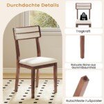 Valgomojo kėdžių komplektas (2 vnt.) su minkšta sėdyne ir gumuoto medžio kojomis (Riešuto)