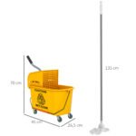 Valymo vežimėlis su vandens nugręžimo mechanizmu, 20 l talpos