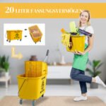 Valymo vežimėlis su vandens nugręžimo mechanizmu, 20 l talpos