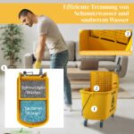 Valymo vežimėlis su vandens nugręžimo mechanizmu, 20 l talpos