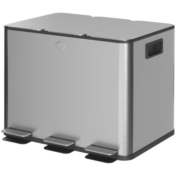 Virtuvės šiukšliadėžė su trimis 20 litrų skyriais ir kvapams nepralaidžiu dangčiu