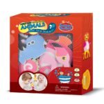 Vonios žaidimų rinkinys: gyvūnų lipdukai ir žaislų tinklas