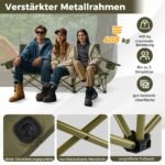 Erdvus 3 vietų sulankstomas kempingo krėslas su reguliuojama atrama (Žalia)