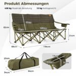 Erdvus 3 vietų sulankstomas kempingo krėslas su reguliuojama atrama (Žalia)