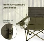Erdvus 3 vietų sulankstomas kempingo krėslas su reguliuojama atrama (Žalia)