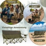 Erdvus 3 vietų sulankstomas kempingo krėslas su reguliuojama atrama (Žalia)