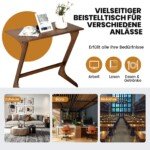 Stalas su Z formos bambuko dizainu (Ruda)