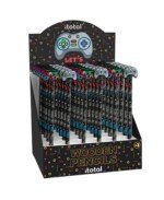 Žaidimų tematikos 36 vnt. medinių pieštukų stovas