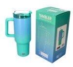 Žalias terminis puodelis su šiaudeliu, 1200 ml