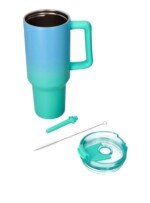 Žalias terminis puodelis su šiaudeliu, 1200 ml