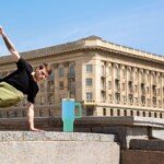 Žalias terminis puodelis su šiaudeliu, 1200 ml